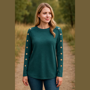 NWT Blue/green top. Buttons down the sleeves. P2P 28”, length 30” 2 avail.